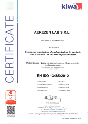 Сертификат EN ISO для Aerezen lab